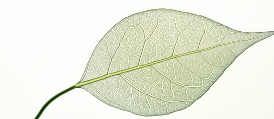 Wall Mural - delicate translucent green leaf with intricate vein patterns isolated on a white background for natu