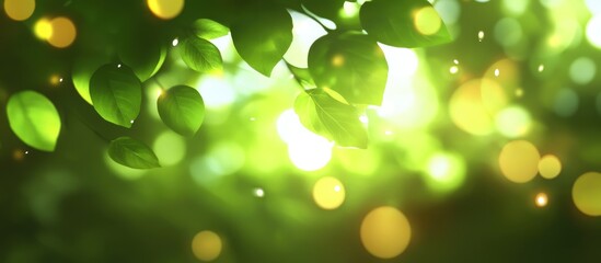 Wall Mural - abstract blurred foliage with soft summer sunlight creating a vibrant backdrop for text or advertise