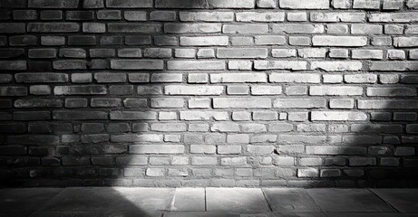 Aufkleber - Textured Black and White Brick Wall with Soft Shadows and Varying Grays