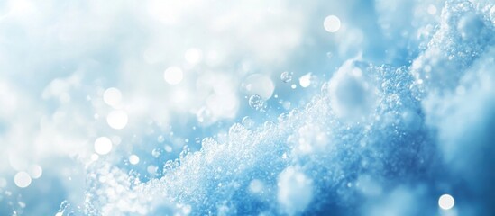Leinwandbilder - Bokeh effect abstract background with soft blue tones and light bubbles creating a dreamy and tranquil atmosphere for various designs.