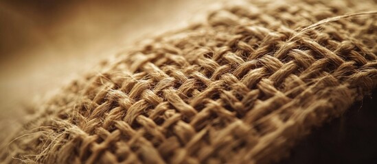 Poster - Close-up of natural burlap fabric showcasing its intricate woven texture and earthy tones for creative backgrounds and design projects.