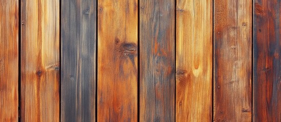 Aufkleber - Richly textured brown wood planks creating a warm abstract background ideal for templates and design projects.