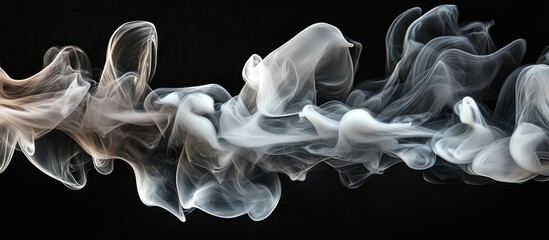Fototapete - Abstract white ink diffusion in water creating ethereal smoke patterns against a contrasting black background for artistic visualization.