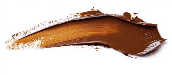 Poster - Brown paint brushstroke isolated on white background showcasing texture and color for artistic designs and creative projects.