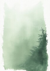 Leinwandbilder - Light Green Watercolor Gradient Vertical Abstract Background with Textured Paper