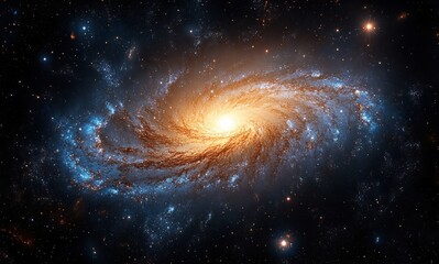Wall Mural - A Vibrant Spiral Galaxy Illuminated by Radiant Core in a Surrealist Style
