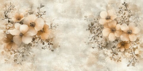 Aufkleber - Elegant Floral Watercolor Collage on Muted Background with Natural Light and Shadow