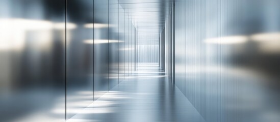 Aufkleber - Polished brushed aluminium corridor with soft reflections and a sleek modern aesthetic for architectural and design backgrounds.