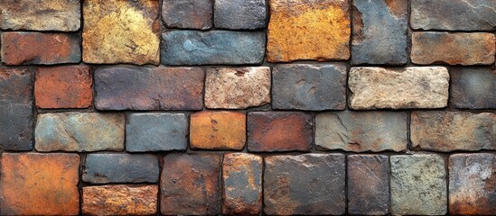 Leinwandbilder - Textured brick block tile wall and floor pattern in earthy tones for architectural and design backgrounds or interior decoration projects.
