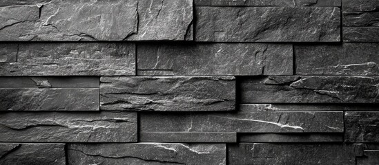 Wall Mural - Textured black brick wall background with modern styling perfect for design or architectural projects showcasing contemporary aesthetics.