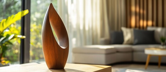 Aufkleber - Elegant brown wooden home decor piece accentuating modern interior design and natural aesthetics in a sunlit living space.