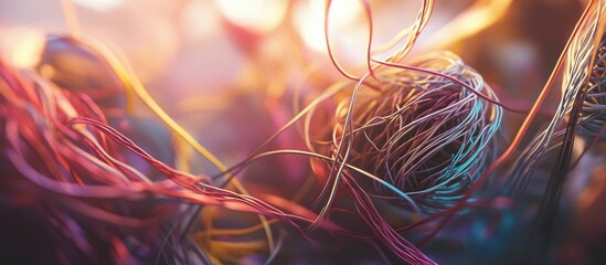 Aufkleber - Colorful Tangle of Wires in Abstract Composition with Soft Focus and Warm Lighting Effects