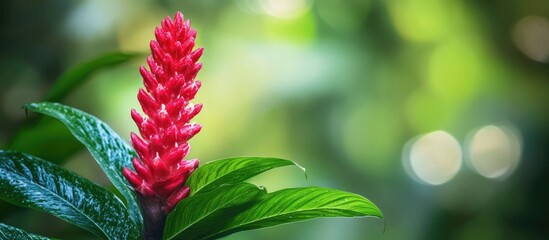 Poster - Vibrant red flower with stunning colors set against a softly blurred green background showcasing natural beauty and elegance.