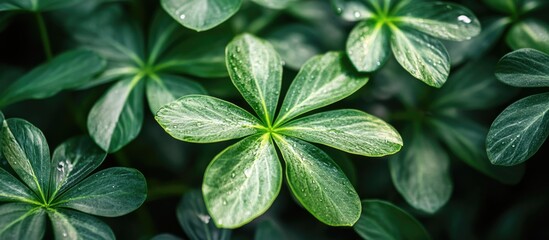 Wall Mural - Vibrant close-up of lush green leaves showcasing intricate textures and natural patterns for nature themed backgrounds and designs