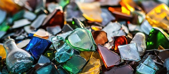 Aufkleber - Colorful broken glass pieces texture for creative backgrounds and design projects.