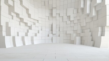 Wall Mural - Abstract white cube wall interior design