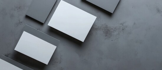 Poster - Elegant business card mockup featuring a minimalist gray background and various solid color cards for branding presentations