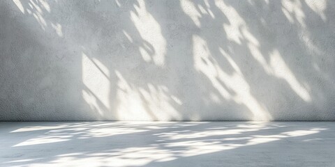 Poster - Leaf Shadow on White Textured Wall with Natural Light