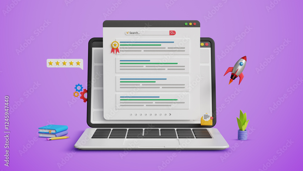 SEO ranking position, top ranking, web search page concept. Search ...