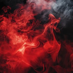 Wall Mural - red and white smoke texture blending on a black background creating a dramatic visual effect