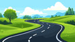 © The Illustraitor - Winding road. Journey traffic curved highway. Road to horizon in perspective. Winding asphalt empty line isolated vector illustration