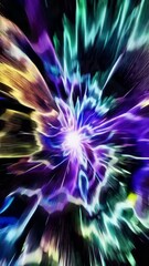 Leinwandbilder - An abstract explosion of radiant light trails converging at a central point.