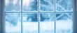 ©  AugmentArt - Close up of pale blue winter window with snowflakes and empty space for text or branding in a serene cold weather atmosphere