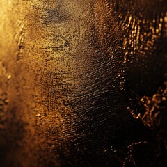 Wall Mural - Close up of gold foil texture with dark contrast and elegant zen papaya background