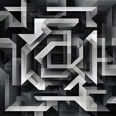 Wall Mural - black and white abstract geometric pattern featuring large square and modern design elements