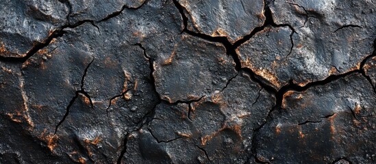 Fototapete - Cracked concrete texture with dark surface and detailed, weathered patterns suitable for architectural and design projects.