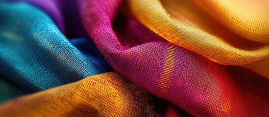 Poster - Vibrant Macro Abstract Background of Colorful Textiles in Soft Drapes Ideal for High-Quality Prints and Artistic Projects
