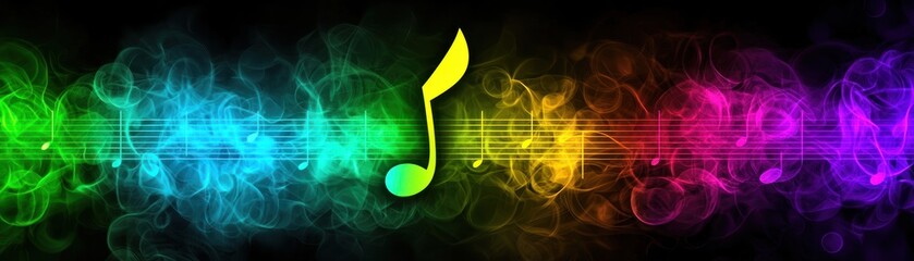 Rainbow smoke music note design, abstract background