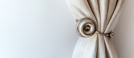 Aufkleber - Elegant curtain hook design on textured fabric against a neutral background showcasing modern home decor aesthetics.