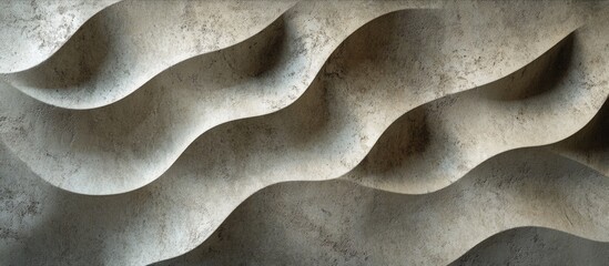 Poster - Textured concrete wall with wave patterns creating a modern architectural background for design and construction projects.