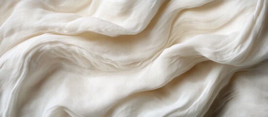 Poster - Elegant crumpled white fabric texture background perfect for design and textile projects showcasing softness and subtlety in visual art
