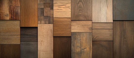 Fototapete - Diverse collection of oak wood veneer flooring samples showcasing various textures and tones for furniture and interior design applications