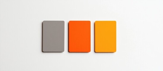 Poster - Color cards in grayscale and orange arranged on a white background for design and creative concept use.
