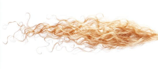 Aufkleber - Curly blonde hair strands isolated on a white background for copyspace and decorative purposes in design projects.