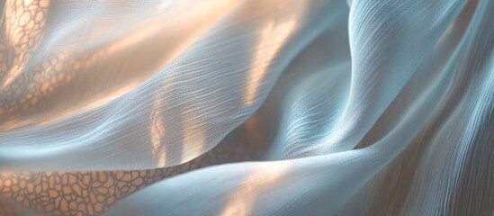 Fototapete - Soft flowing curtain fabric texture in pastel shades ideal for background design or artistic presentations.