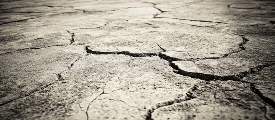 Poster - Cracked concrete floor texture in vintage style depicting grunge and weathered construction material background