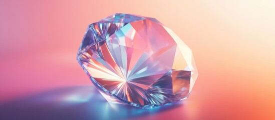 Aufkleber - Brilliantly Faceted Colorful Crystal Gemstone on Soft Gradient Background
