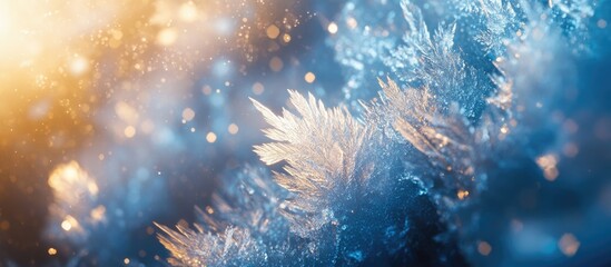 Poster - Intricate ice crystal patterns glistening under soft light creating a mesmerizing winter backdrop