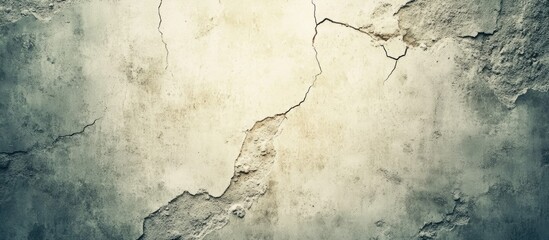 Fototapete - Textured concrete wall with cracks and faded surface ideal for backgrounds or architectural designs with ample copy space.