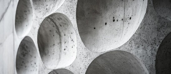 Aufkleber - Textured concrete wall with circular indentations showcasing industrial design and contemporary architecture details.