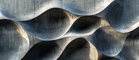 Aufkleber - Textured concrete wall with curved patterns showcasing modern architectural design and artistic elements in urban settings.