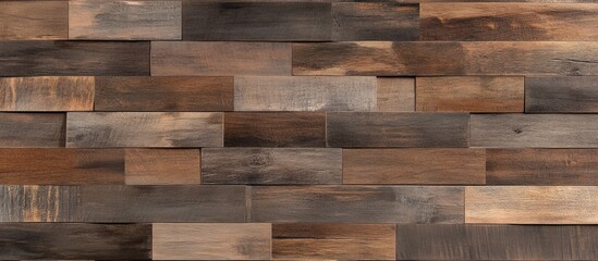 Wall Mural - Textured wooden wall composed of variously colored and arranged planks ideal for backgrounds or interior design concepts