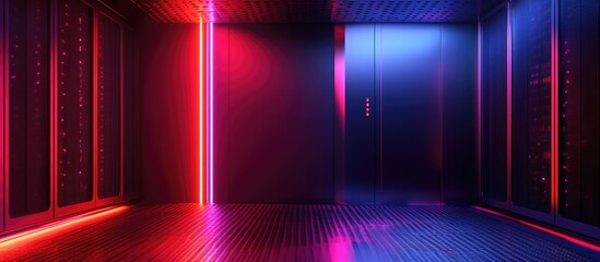 Aufkleber - Futuristic Neon Lit Space with Chrome Finish Ideal for Text Placement in Cyberpunk Aesthetic Background