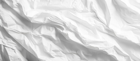 Poster - Crumpled white paper texture with intricate folds and shadows creating a natural organic look for backgrounds or design projects
