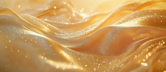 Leinwandbilder - Elegant shimmering gold silk fabric creating a luxurious abstract background for festive and holiday-themed designs.