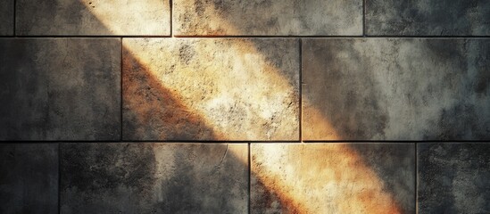 Aufkleber - Two tone concrete block texture wall with dramatic lighting highlighting surface details and color variations.